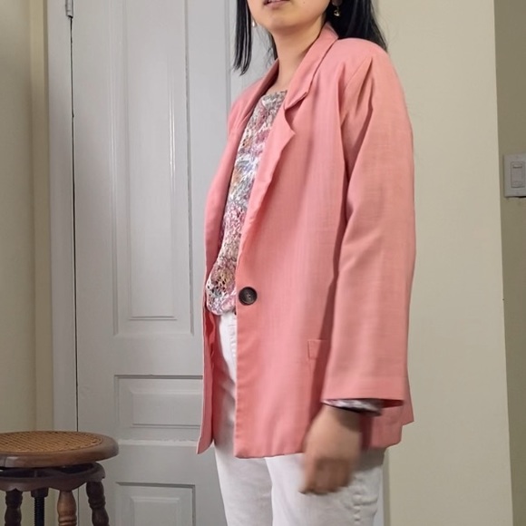 Vintage Reneé Adams Lightweight Baby Pink Blazer - Picture 2 of 9